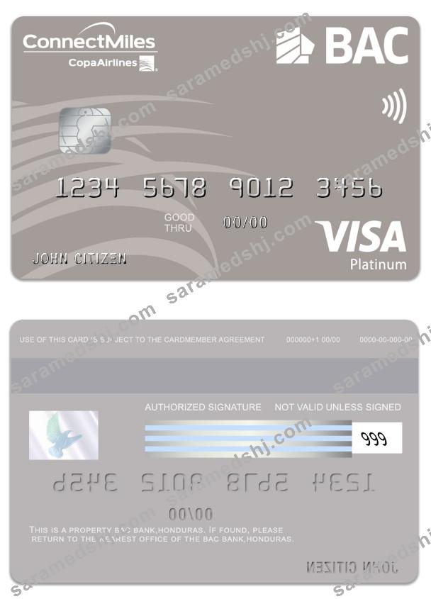 Honduras BAC Bank visa platinum card